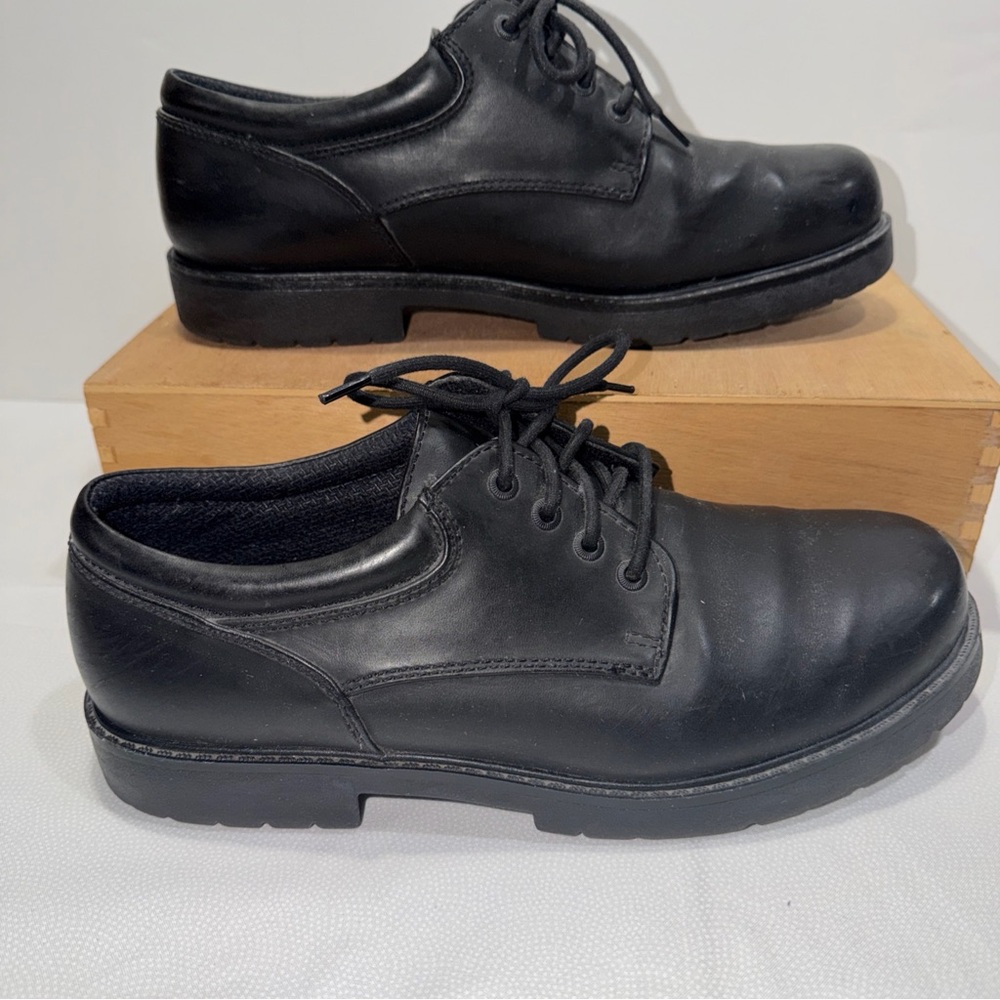 State Street Mens Black Casual Faux Leather Shoes Size 11
